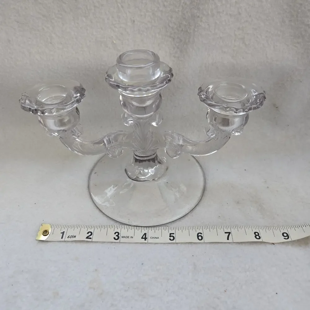 Vintage Crystal/Glass 3 Arm Candle Holder